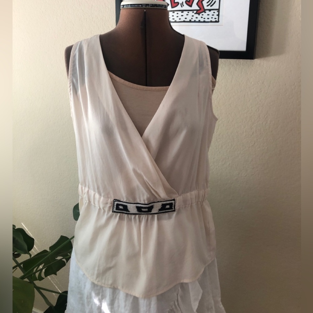 Calvin Klein Beige Sleeveless Top with beads on the waist small
